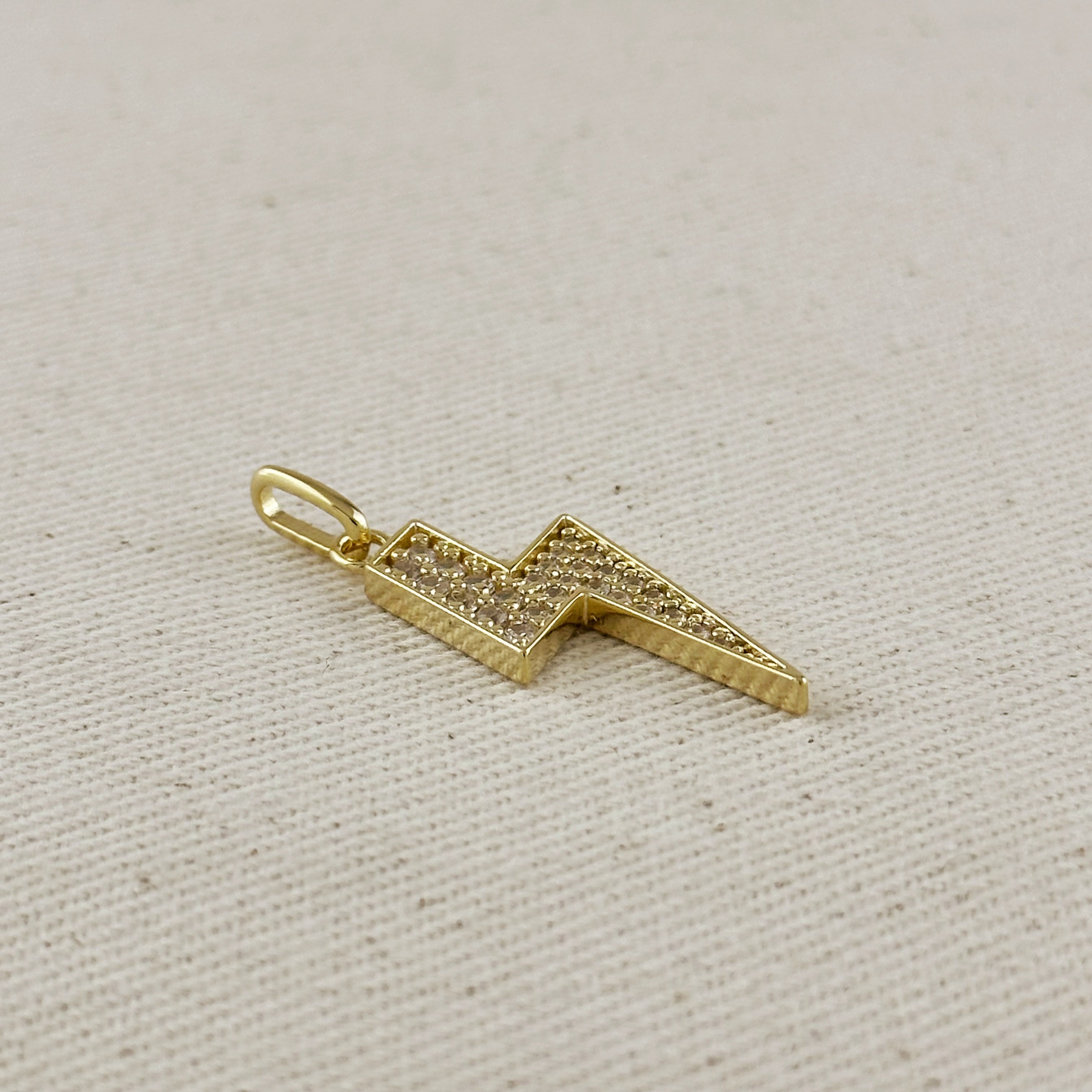 Mondsee 18k Gold Filled Iced Lightning Bolt Pendant Pave Settings CZ stones | 18k Gold Filled Jewelry