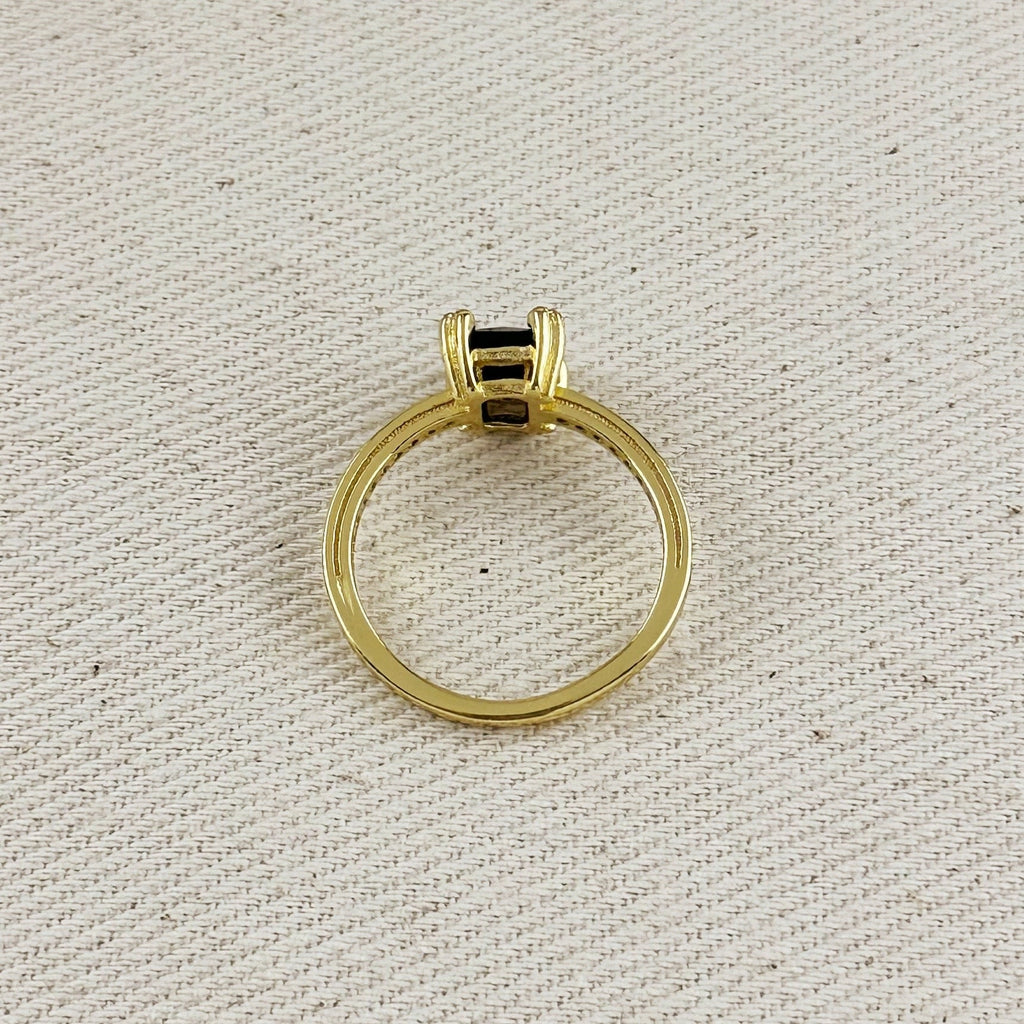 Mondsee 18k Gold Filled Black Solitaire Ring | 18k Gold Filled Jewelry