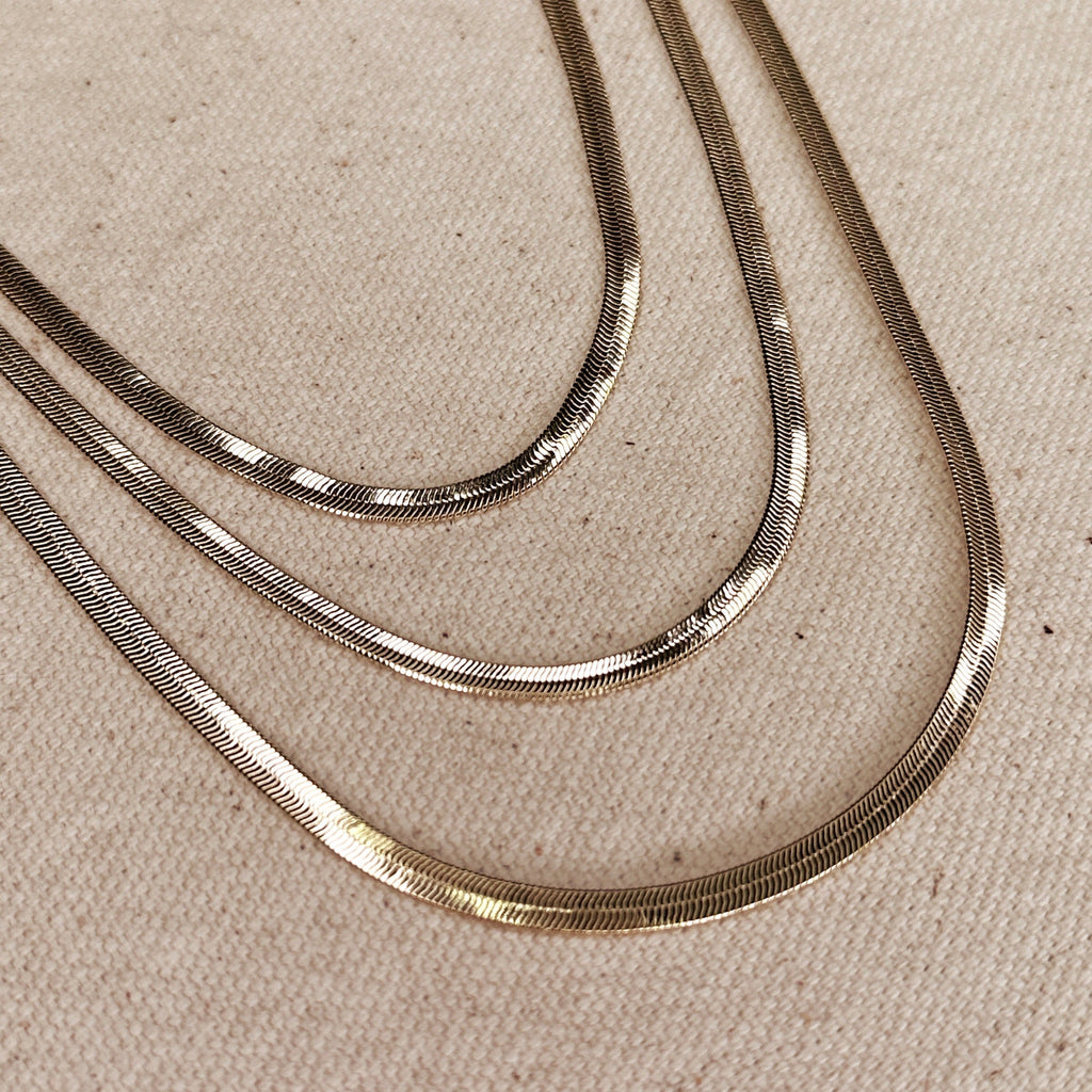Mondsee 18k Gold Filled 3.0mm Thickness Herringbone Chain | 18k Gold Filled Jewelry