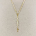 18k Gold Filled Our Lady of Graces Pearl Rosary Necklace