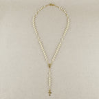18k Gold Filled Our Lady of Graces Pearl Rosary Necklace