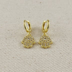 18k Gold Filled CZ Hamsa Hoop Earrings