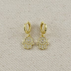 18k Gold Filled CZ Hamsa Hoop Earrings