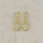 18k Gold Filled CZ Hamsa Dangling Earrings