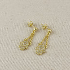 18k Gold Filled CZ Hamsa Dangling Earrings