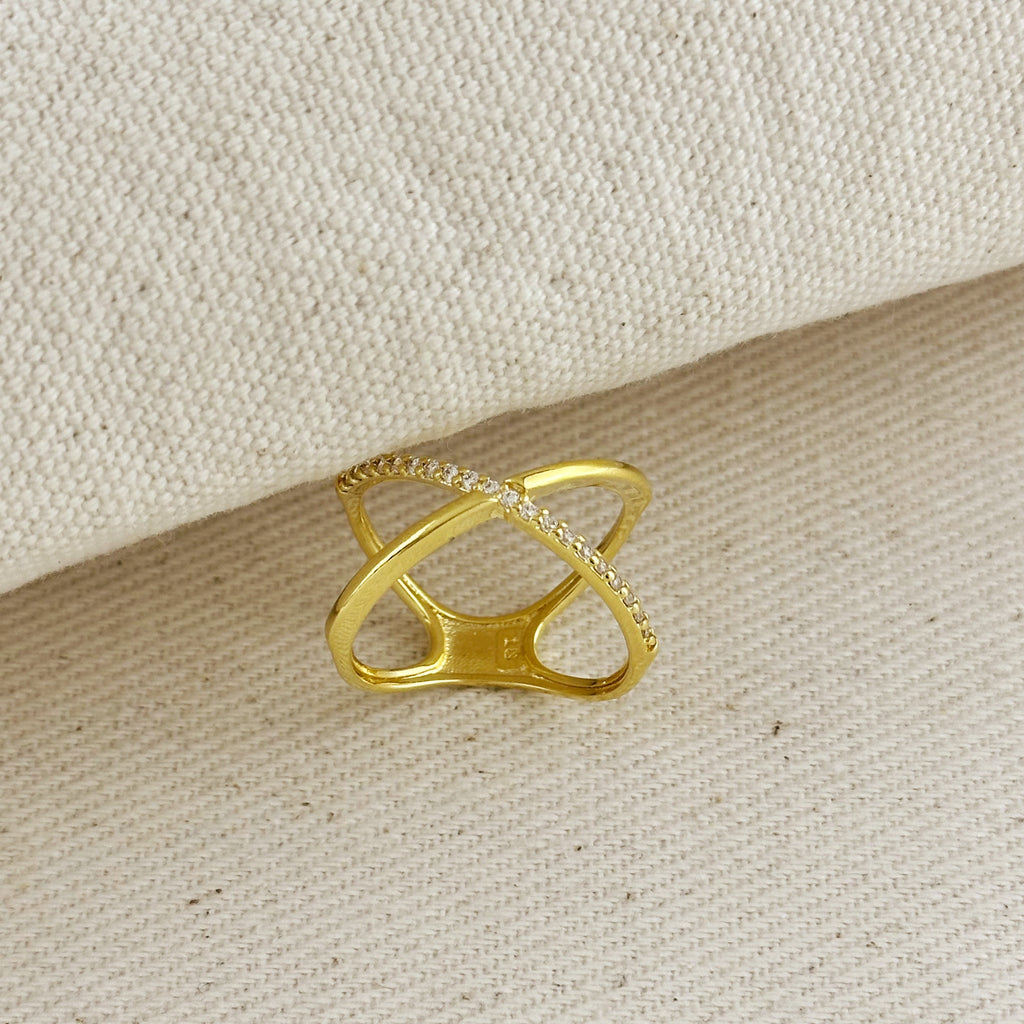 18k Gold Filled X Statement Ring by Mondsee Jewelry