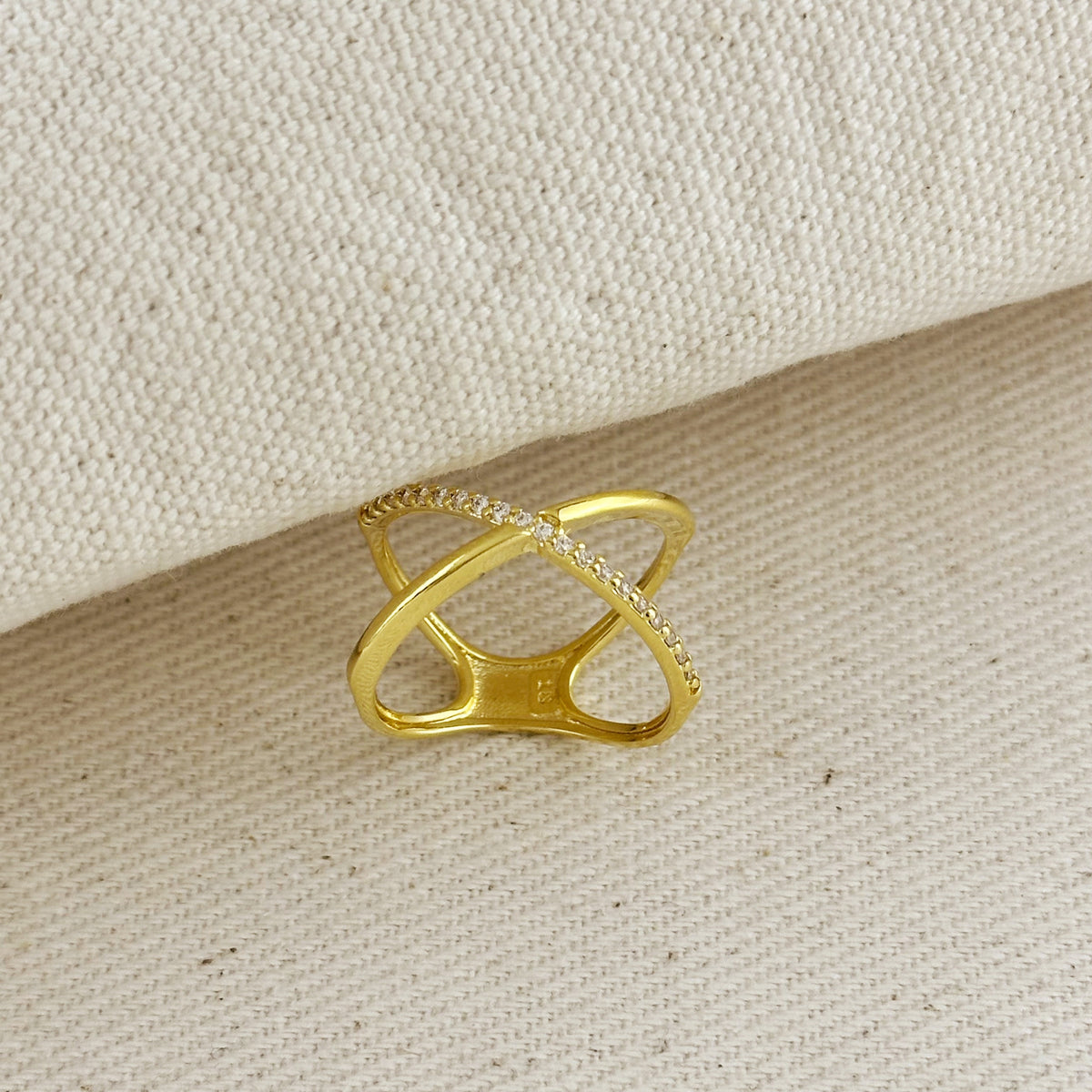 18k Gold Filled X Statement Ring by Mondsee Jewelry