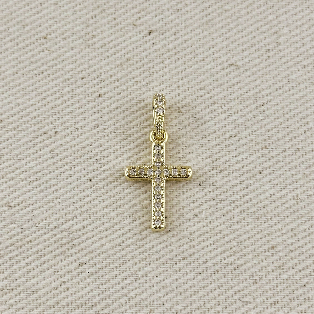 18k Gold Filled CZ Cross Charm