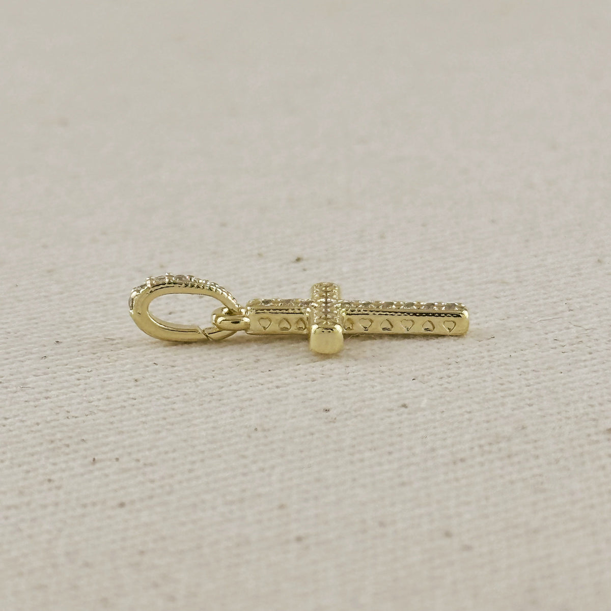 18k Gold Filled CZ Cross Charm