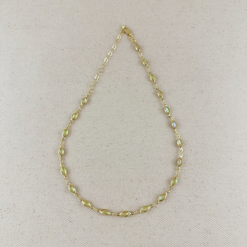 Mondsee 18k Gold Filled Ellipse Opal Choker Necklace | 18k Gold Filled Jewelry