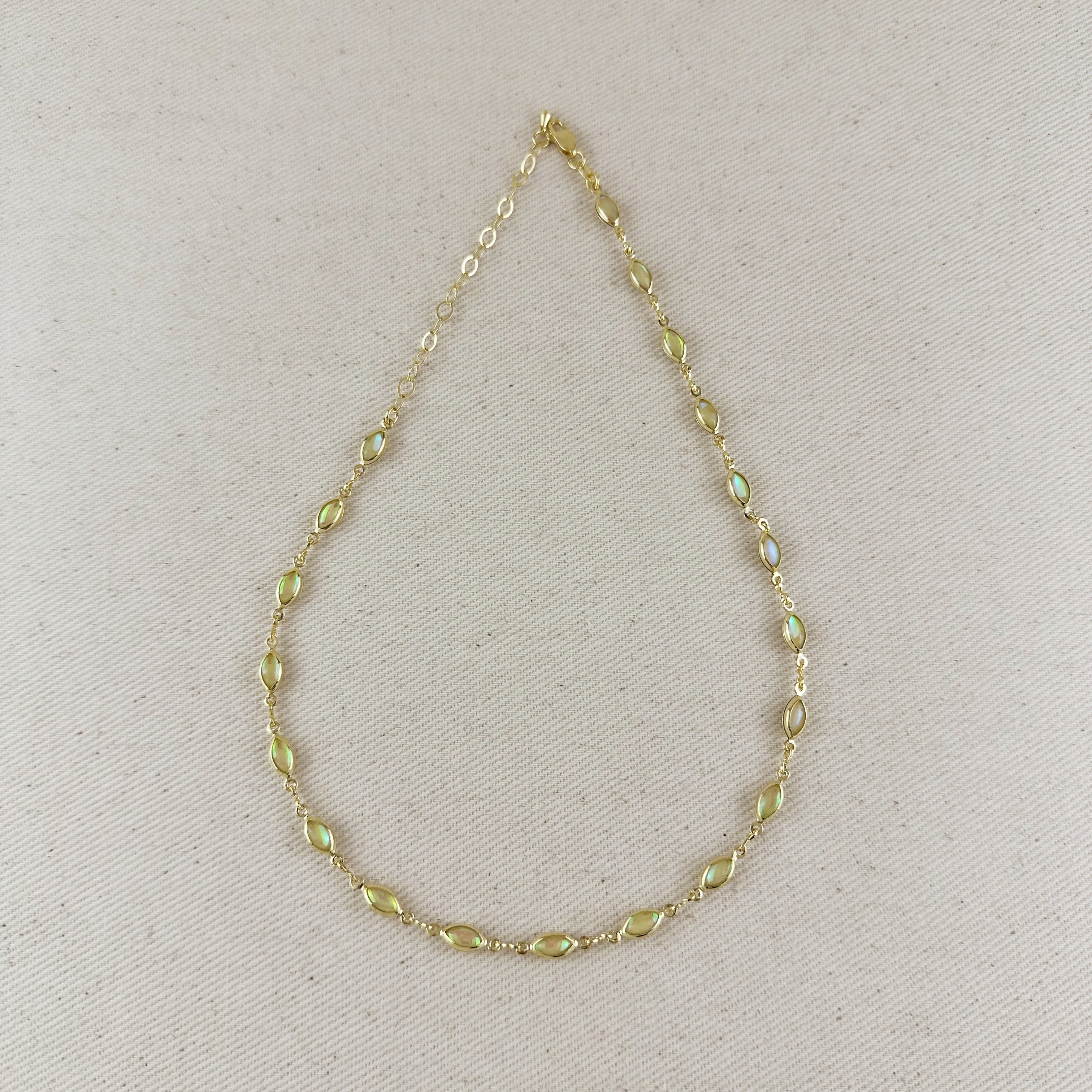Mondsee 18k Gold Filled Ellipse Opal Choker Necklace | 18k Gold Filled Jewelry