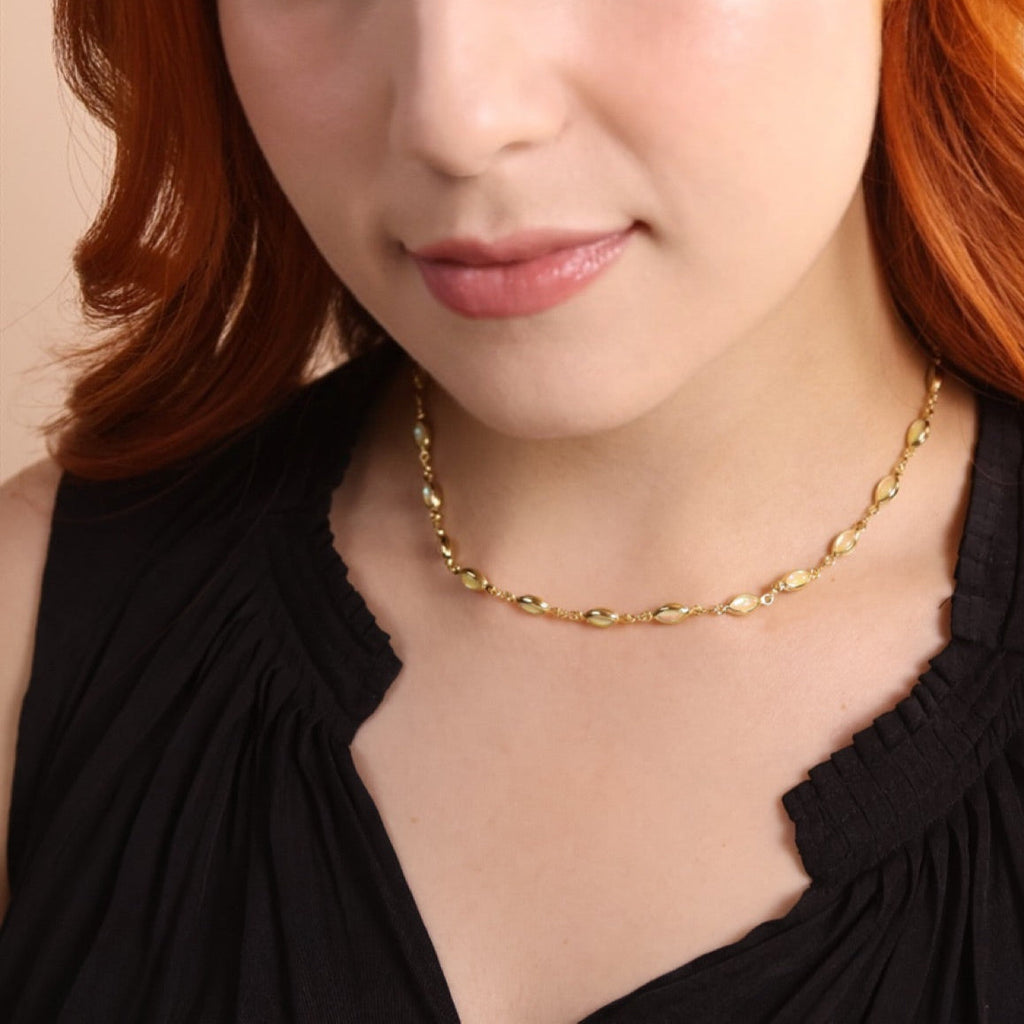 Mondsee 18k Gold Filled Ellipse Opal Choker Necklace | 18k Gold Filled Jewelry