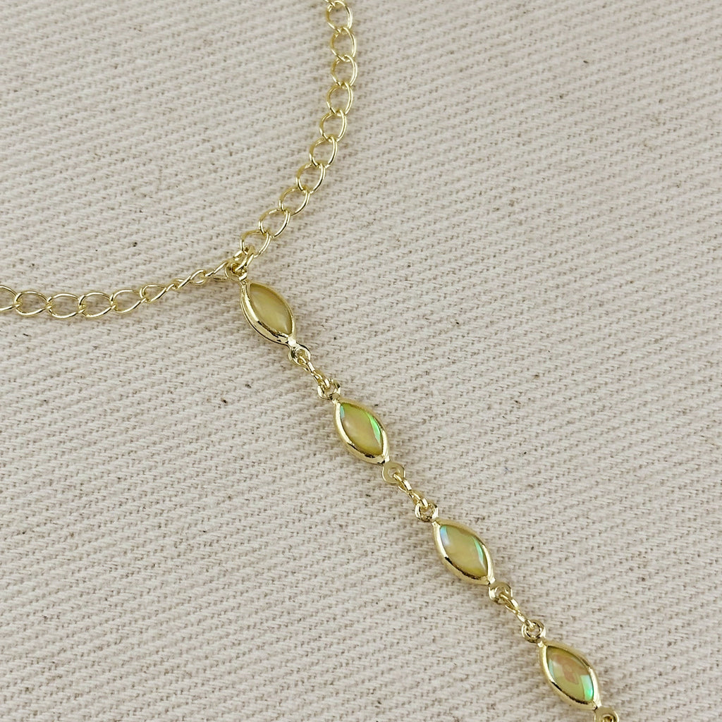 18k Gold Filled Ellipse Opal Hand Chain