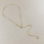 Mondsee 18k Gold Filled Diamond Cut Paperclip & Pearls Lariat Necklace | 18k Gold Filled Jewelry