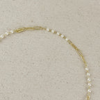 Mondsee 18k Gold Filled Diamond Cut Paperclip & Pearls Lariat Necklace | 18k Gold Filled Jewelry