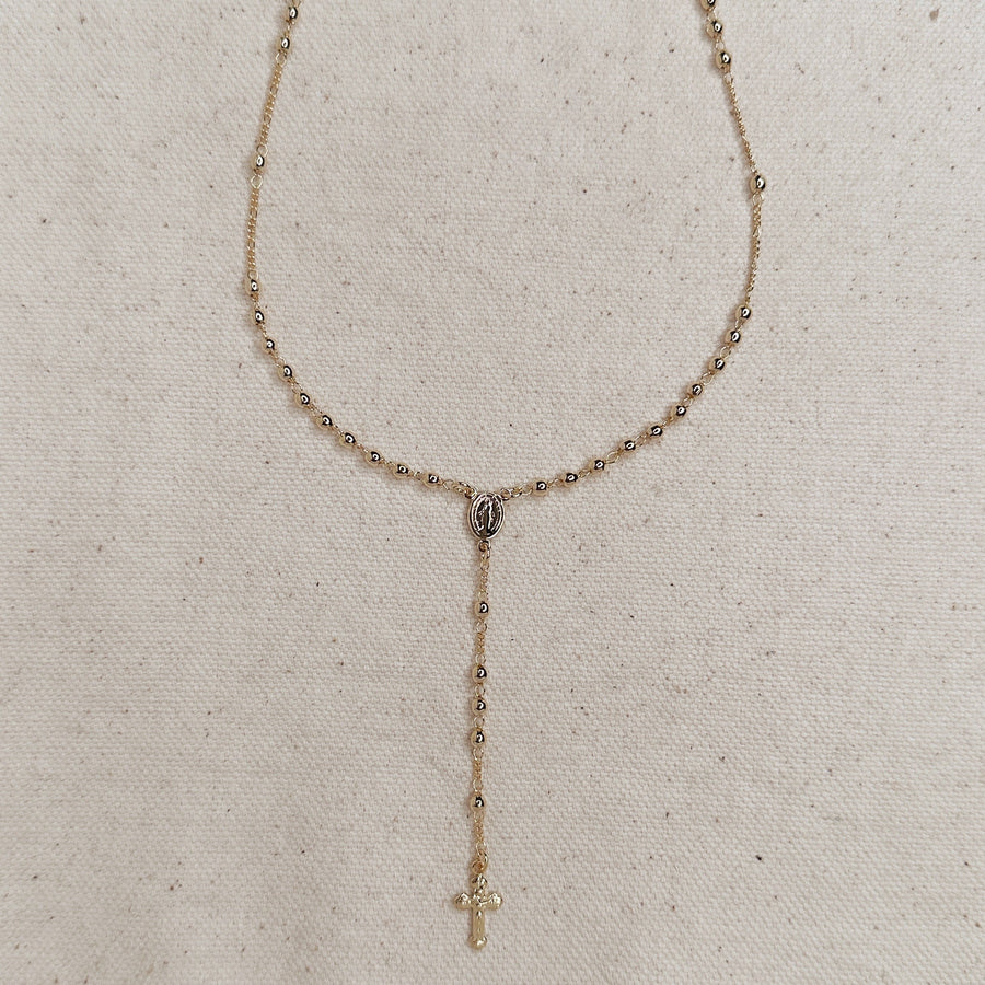 18k Gold Filled Traditional Rosary Necklace