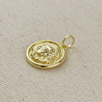 18k Gold Filled Embossed Lion Medal Charm