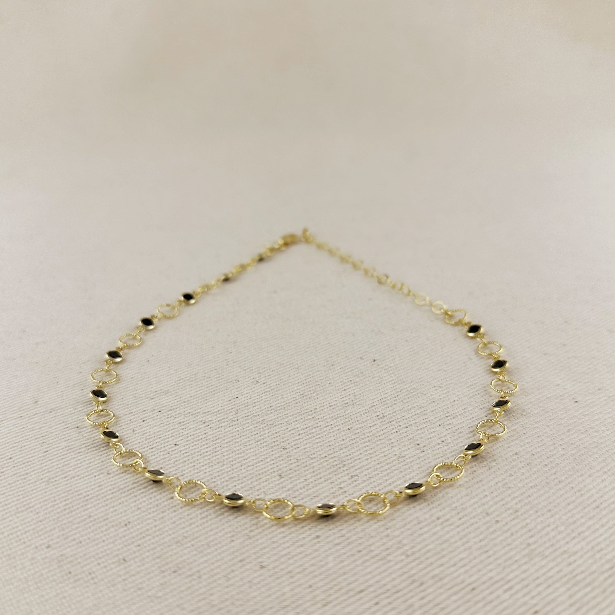 Mondsee 18k Gold Filled Black Bezel CZ & Circles Choker Necklace | 18k Gold Filled Jewelry