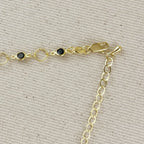 Mondsee 18k Gold Filled Black Bezel CZ & Circles Choker Necklace | 18k Gold Filled Jewelry