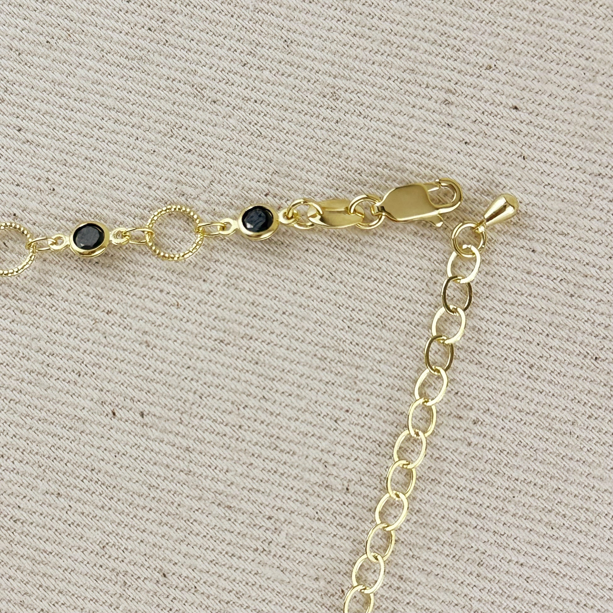 Mondsee 18k Gold Filled Black Bezel CZ & Circles Choker Necklace | 18k Gold Filled Jewelry