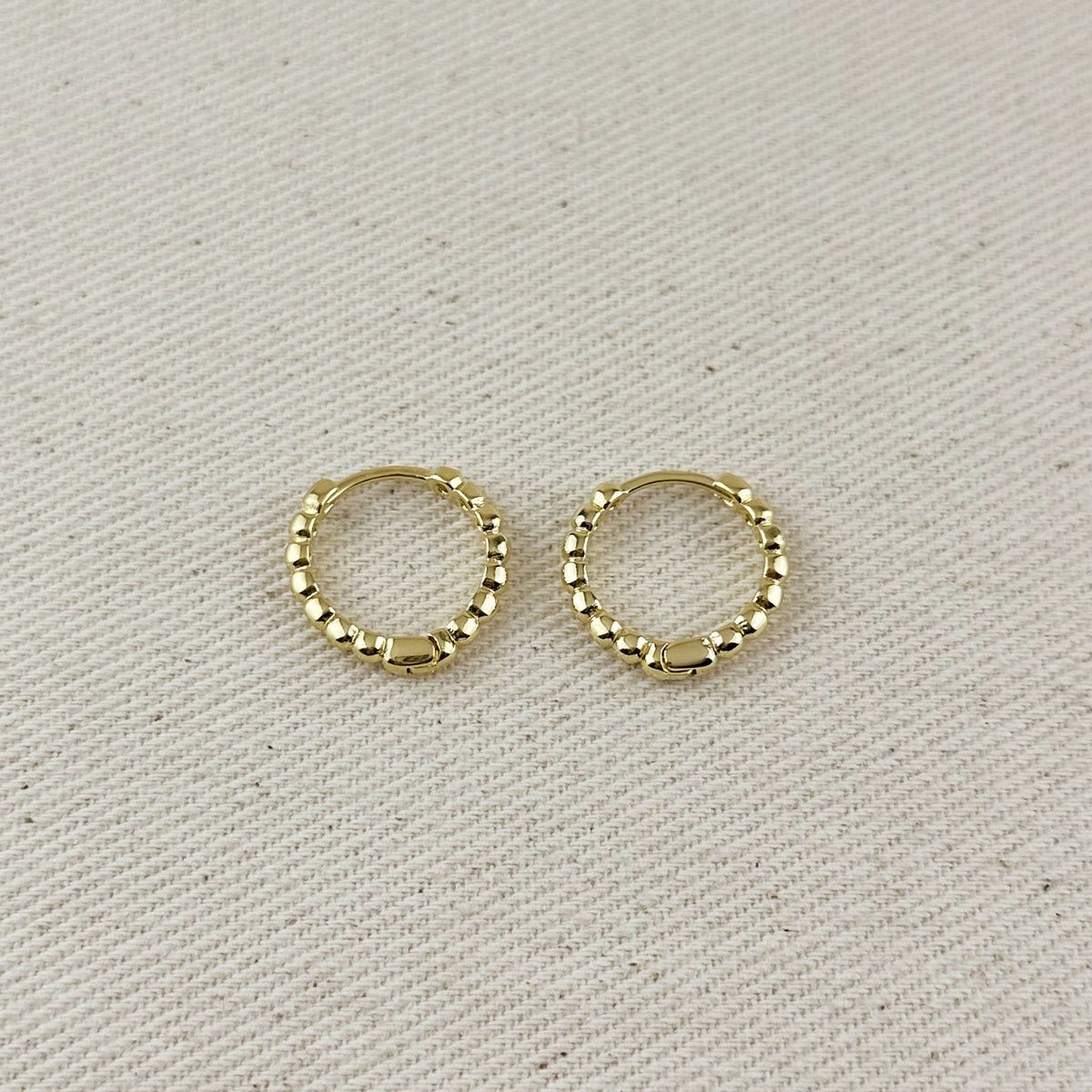18k Gold Filled Beaded Clicker Hoop Earrings, view 8