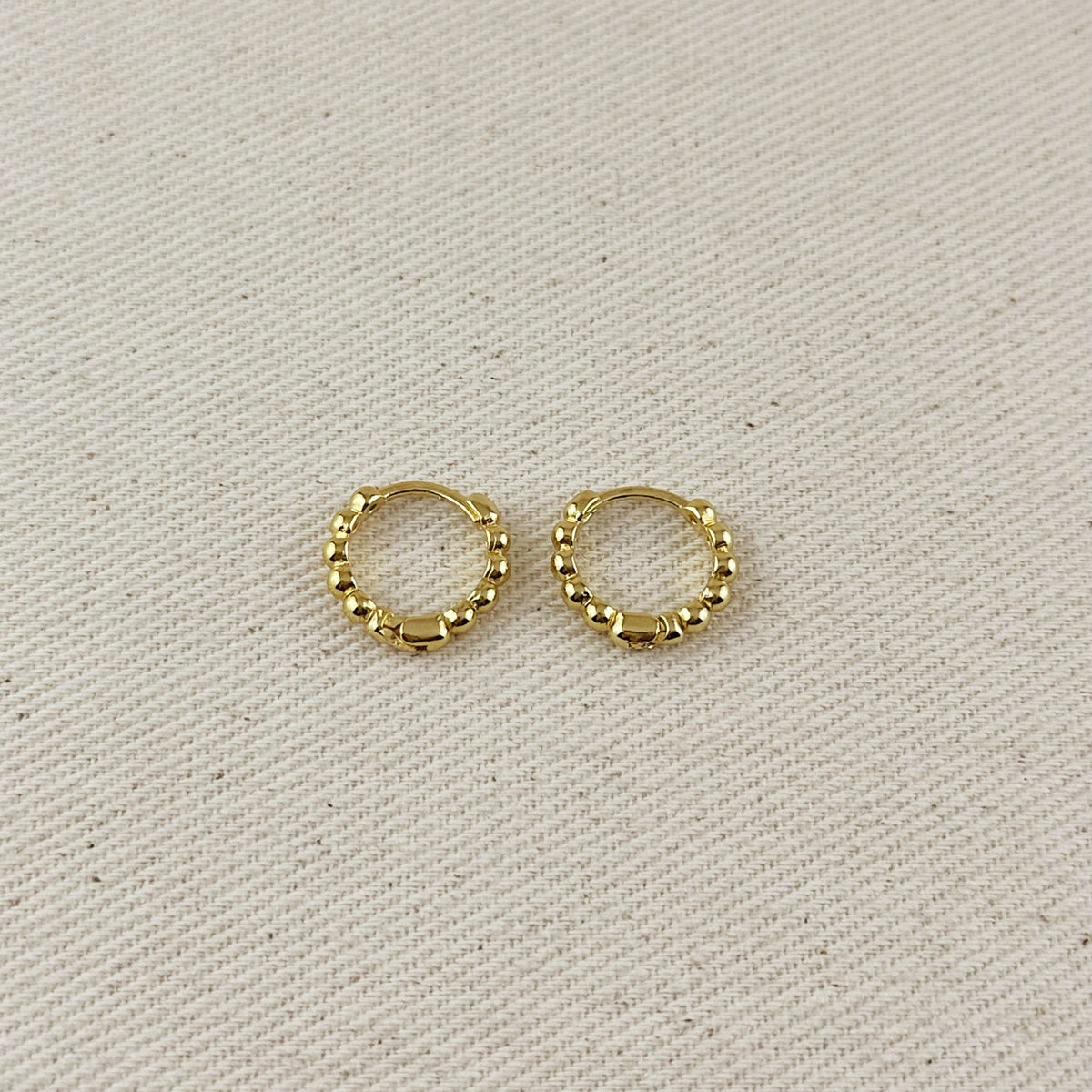 18k Gold Filled Beaded Clicker Hoop Earrings, view 7
