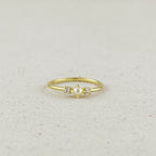 18k Gold Filled Pearl & Crystal Ring