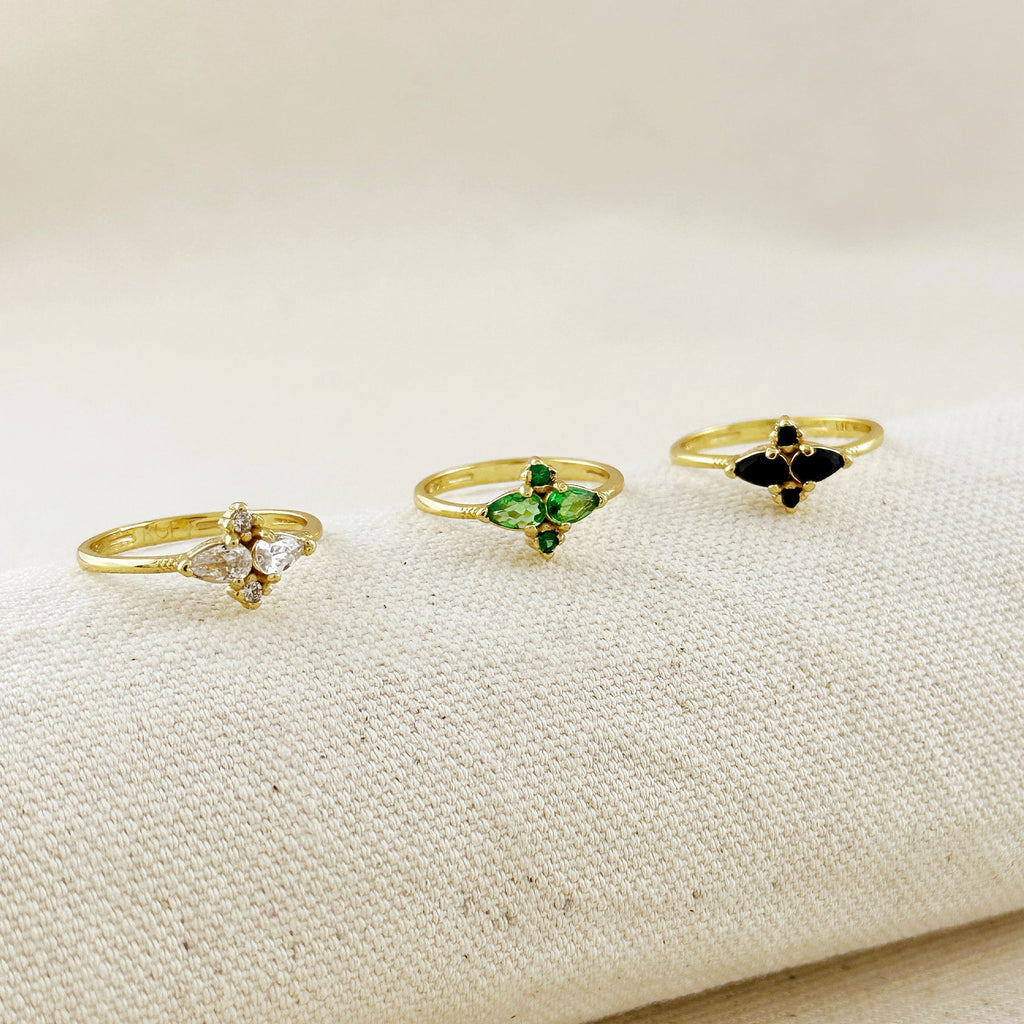 Mondsee 18k Gold Filled Vintage Flower Cubic Zirconia Ring | 18k Gold Filled Jewelry