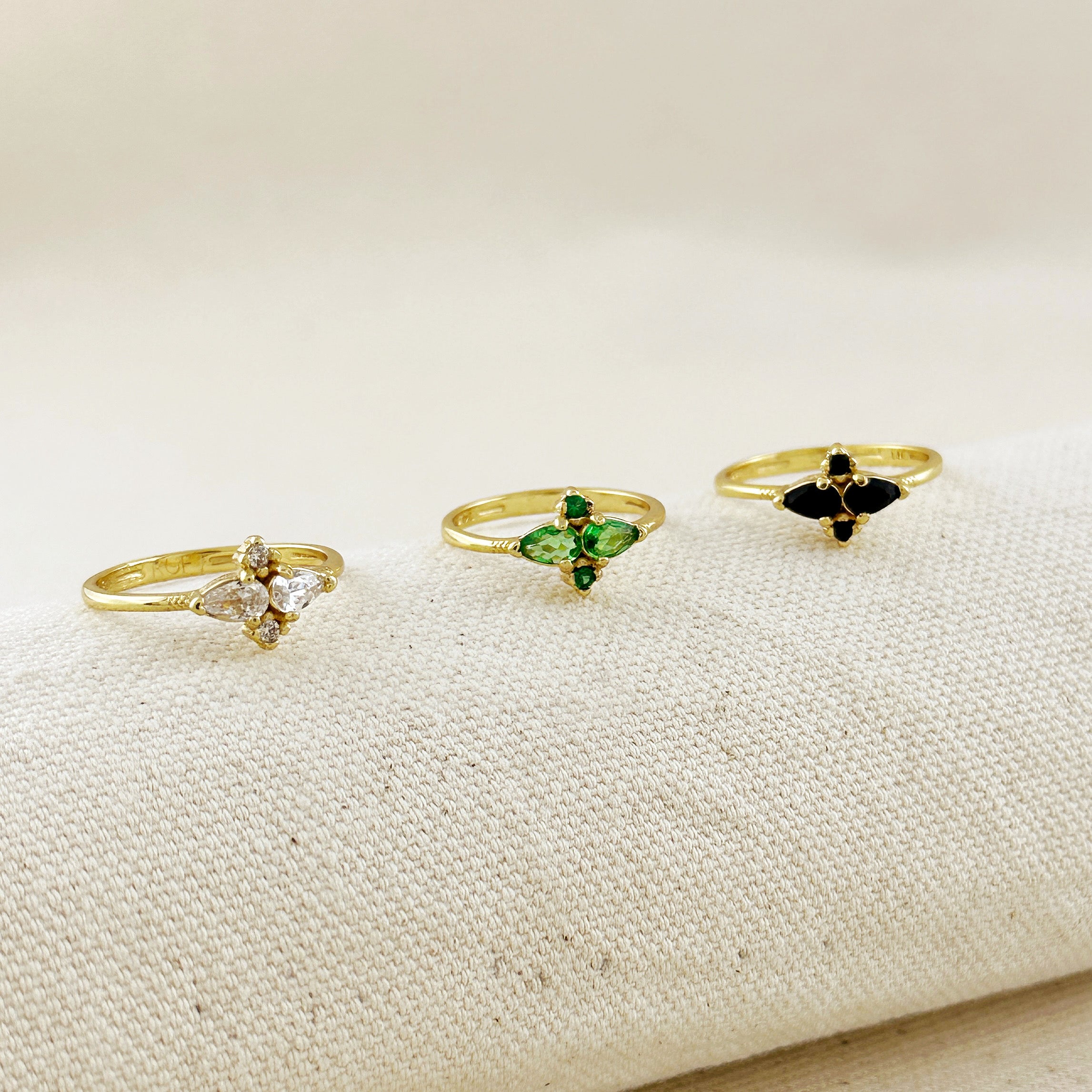 Mondsee 18k Gold Filled Vintage Flower Cubic Zirconia Ring | 18k Gold Filled Jewelry