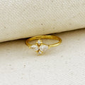 Mondsee 18k Gold Filled Vintage Flower Cubic Zirconia Ring | 18k Gold Filled Jewelry