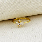 Mondsee 18k Gold Filled Vintage Flower Cubic Zirconia Ring | 18k Gold Filled Jewelry