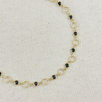 Mondsee 18k Gold Filled Black Bezel CZ & Circles Anklet | 18k Gold Filled Jewelry