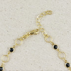 Mondsee 18k Gold Filled Black Bezel CZ & Circles Anklet | 18k Gold Filled Jewelry