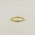 18K Gold Filled Beaded Ring with Single CZ Stone