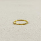 18K Gold Filled Beaded Ring with Single CZ Stone