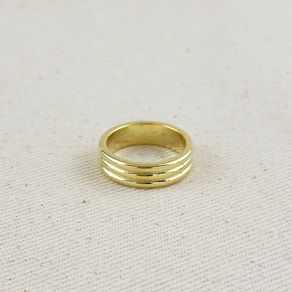 Mondsee 18K Gold Filled Triple Groove Band Ring | 18k Gold Filled Jewelry