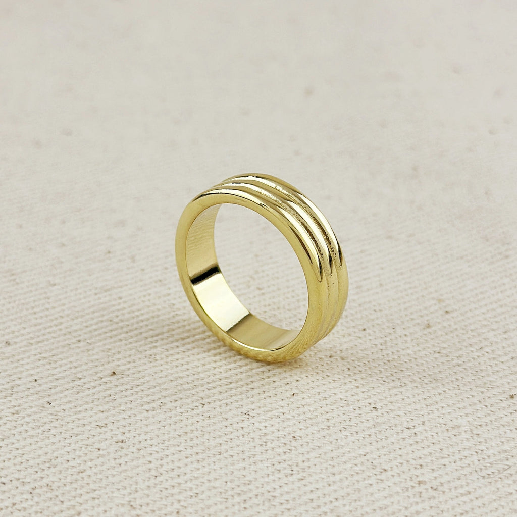 Mondsee 18K Gold Filled Triple Groove Band Ring | 18k Gold Filled Jewelry