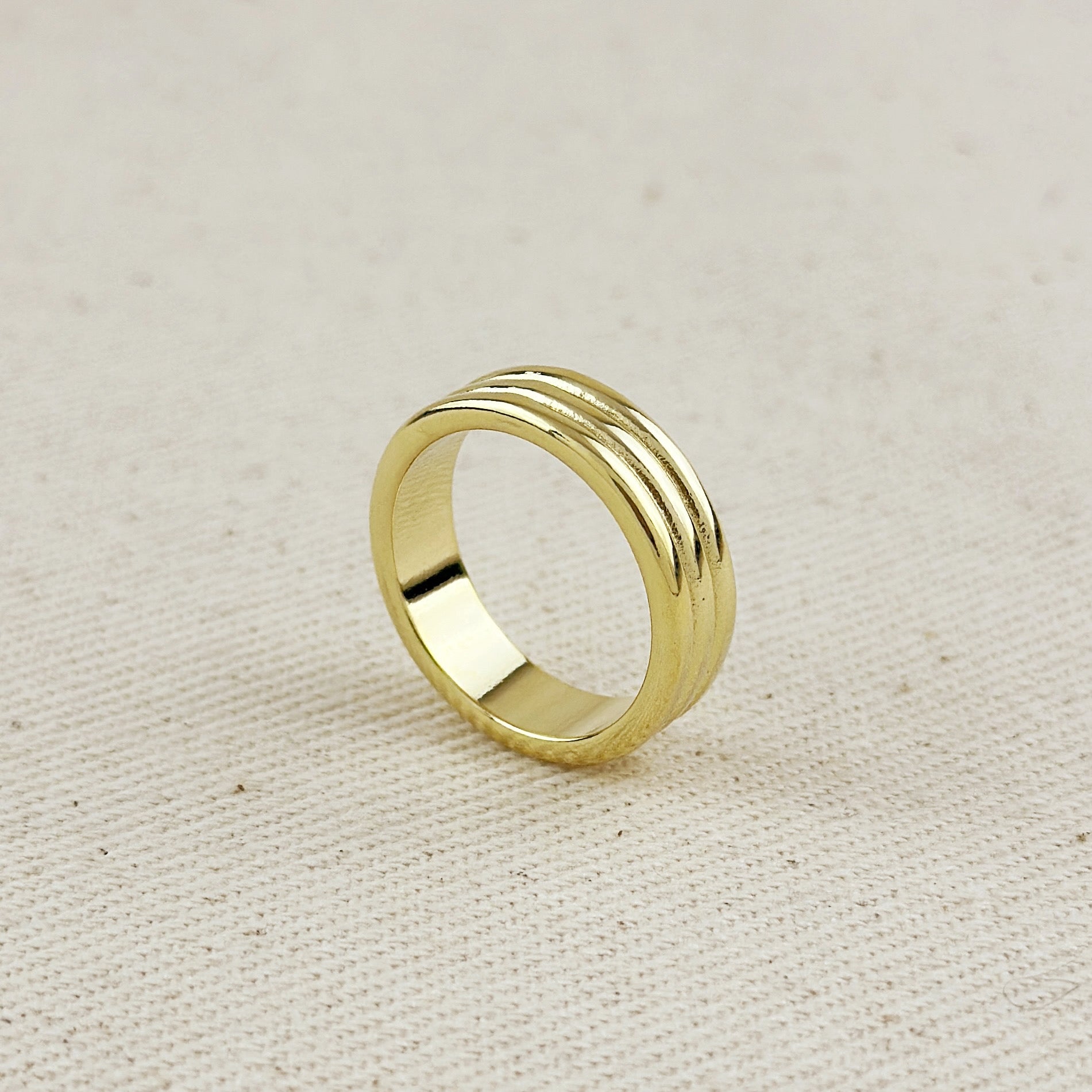 Mondsee 18K Gold Filled Triple Groove Band Ring | 18k Gold Filled Jewelry