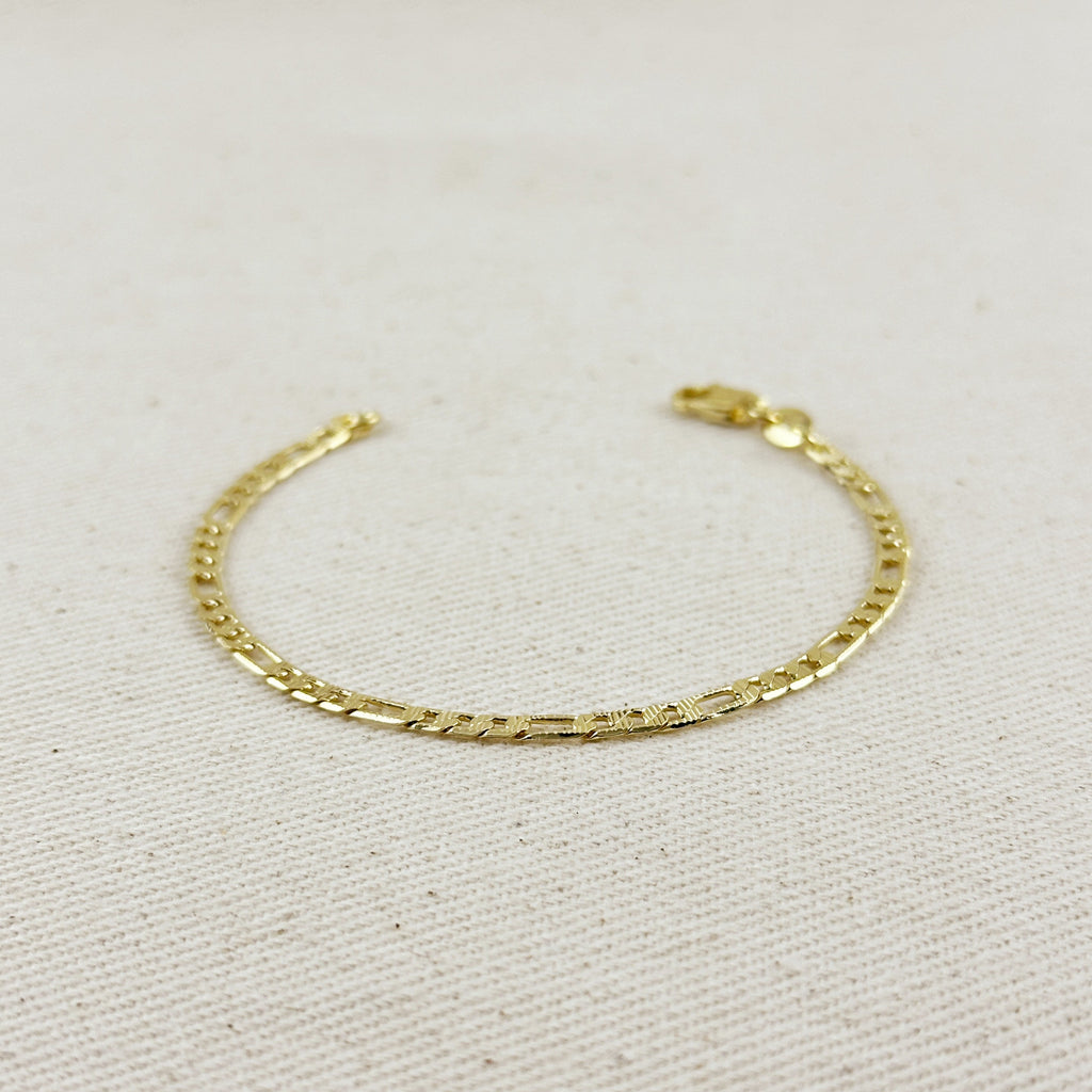 Mondsee 18k Gold Filled Textured Figaro Bracelet | 18k Gold Filled Jewelry