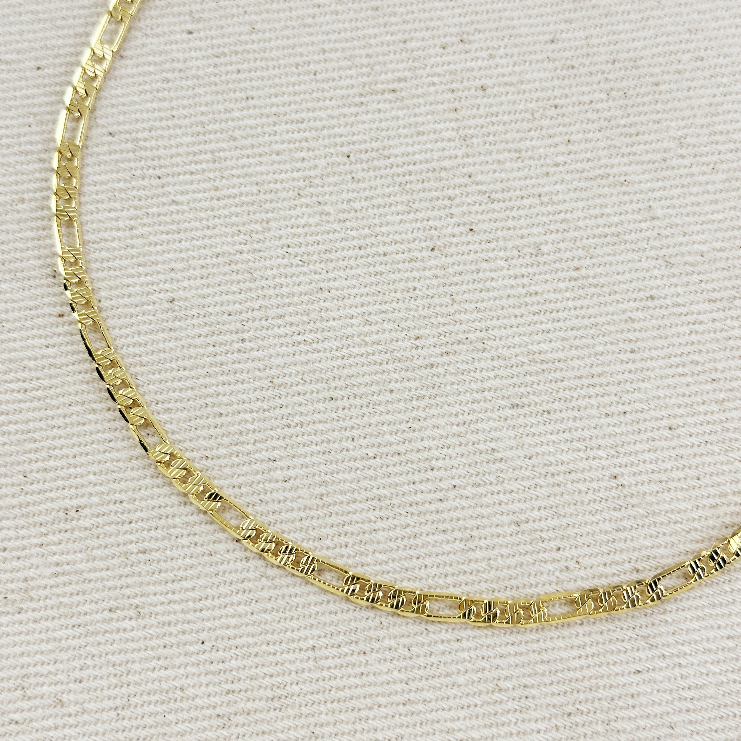 Mondsee 18k Gold Filled Textured Figaro Necklace | 18k Gold Filled Jewelry