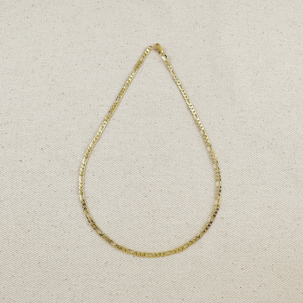 Mondsee 18k Gold Filled Textured Figaro Necklace | 18k Gold Filled Jewelry