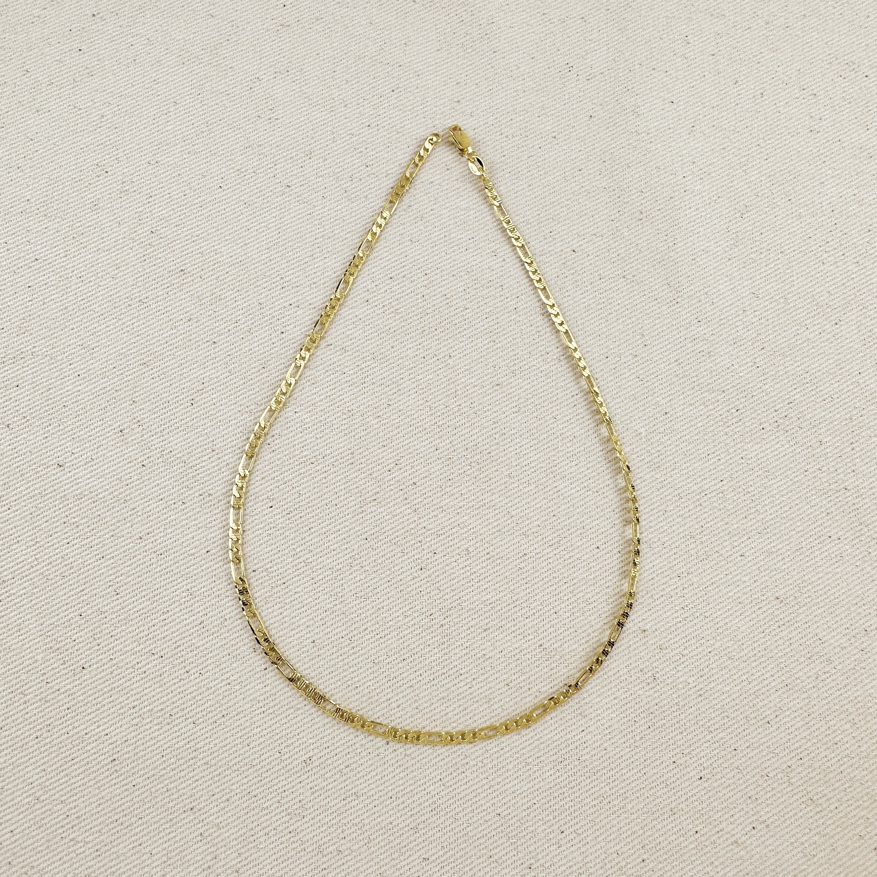 Mondsee 18k Gold Filled Textured Figaro Necklace | 18k Gold Filled Jewelry