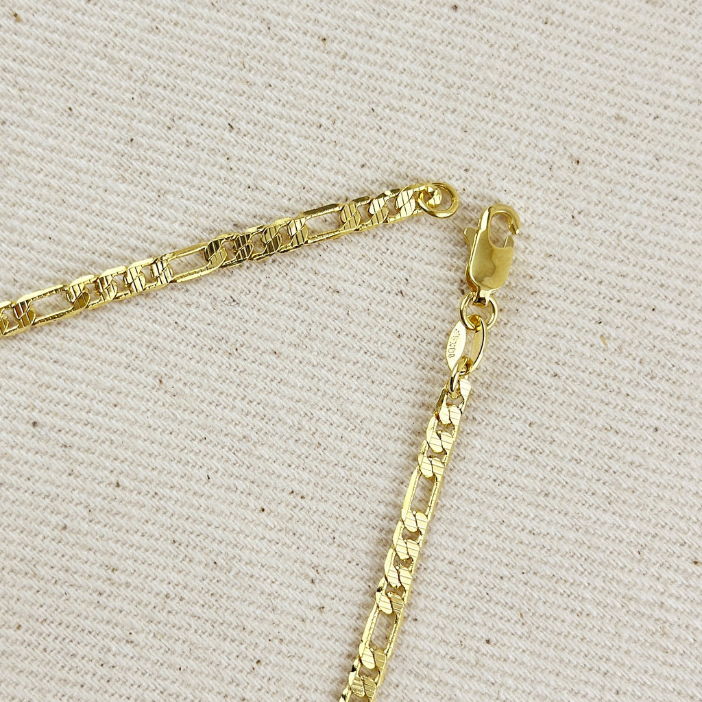 Mondsee 18k Gold Filled Textured Figaro Necklace | 18k Gold Filled Jewelry