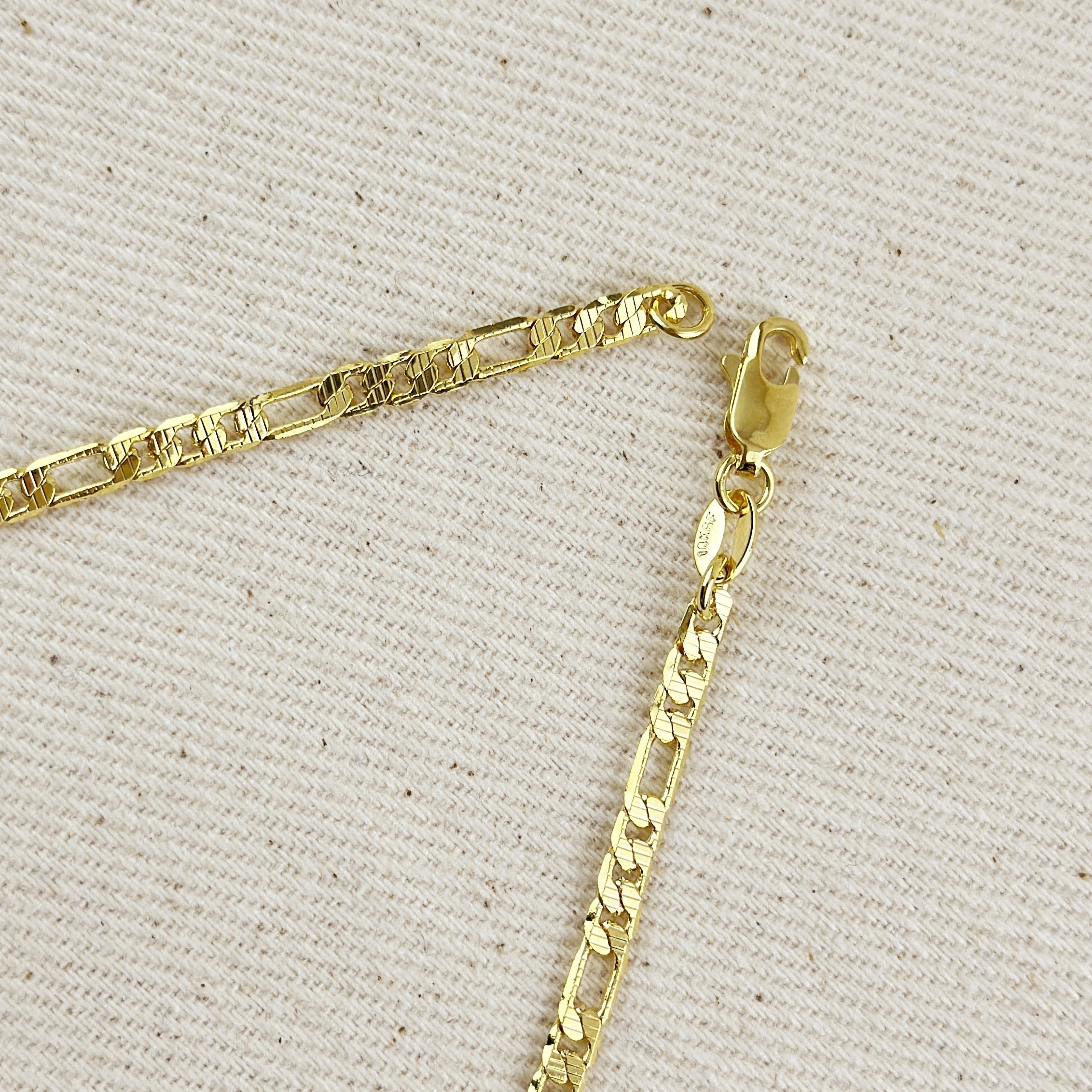 Mondsee 18k Gold Filled Textured Figaro Necklace | 18k Gold Filled Jewelry