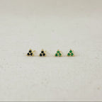 18K Gold Filled Triple CZ Triangle Stud Earrings