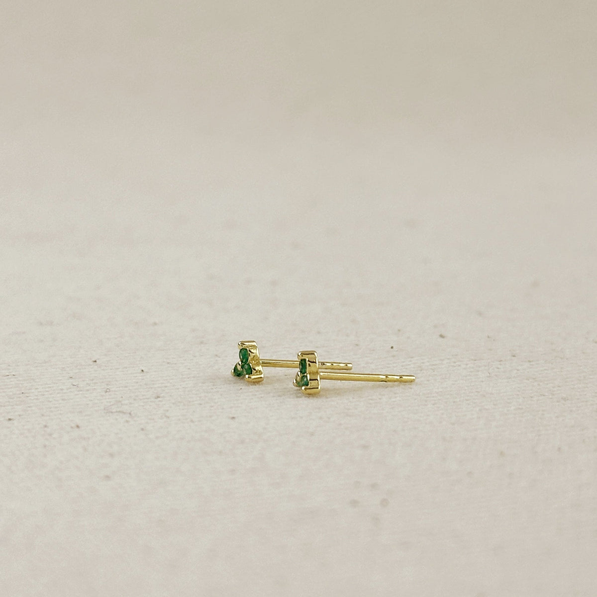 18K Gold Filled Triple CZ Triangle Stud Earrings