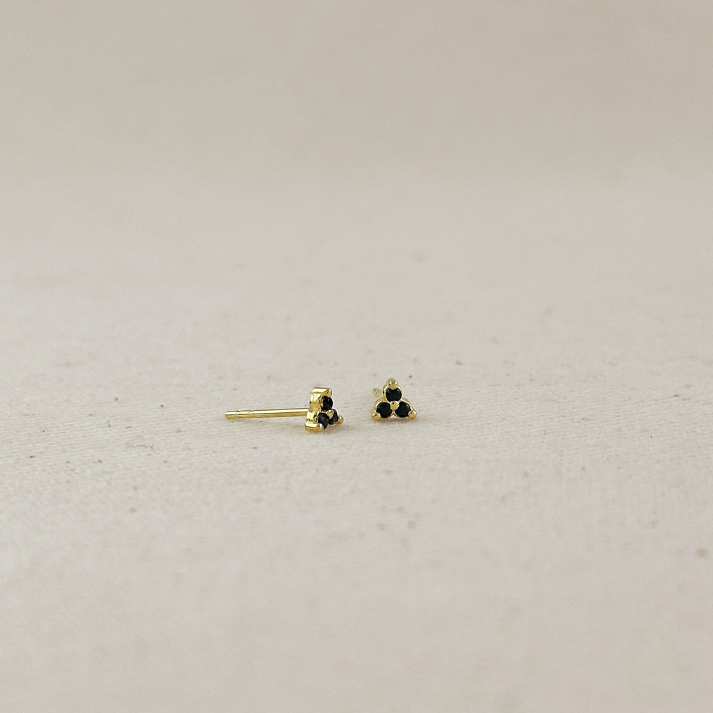 18K Gold Filled Triple CZ Triangle Stud Earrings