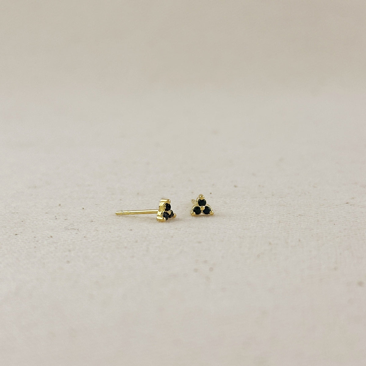 18K Gold Filled Triple CZ Triangle Stud Earrings