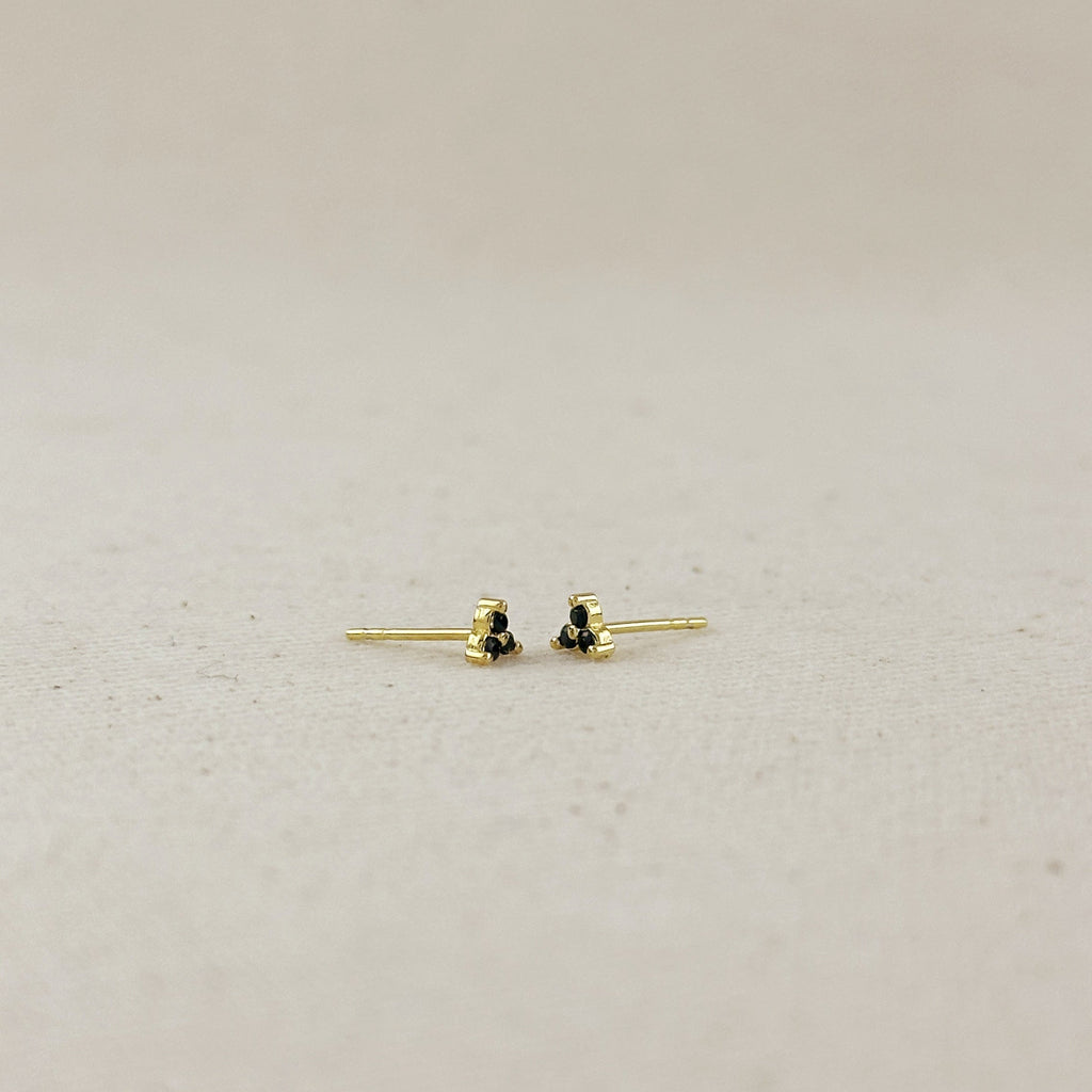 18K Gold Filled Triple CZ Triangle Stud Earrings