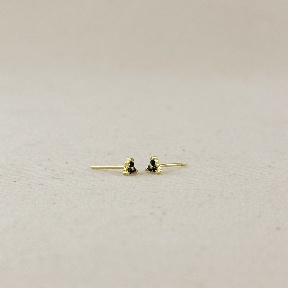 18K Gold Filled Triple CZ Triangle Stud Earrings